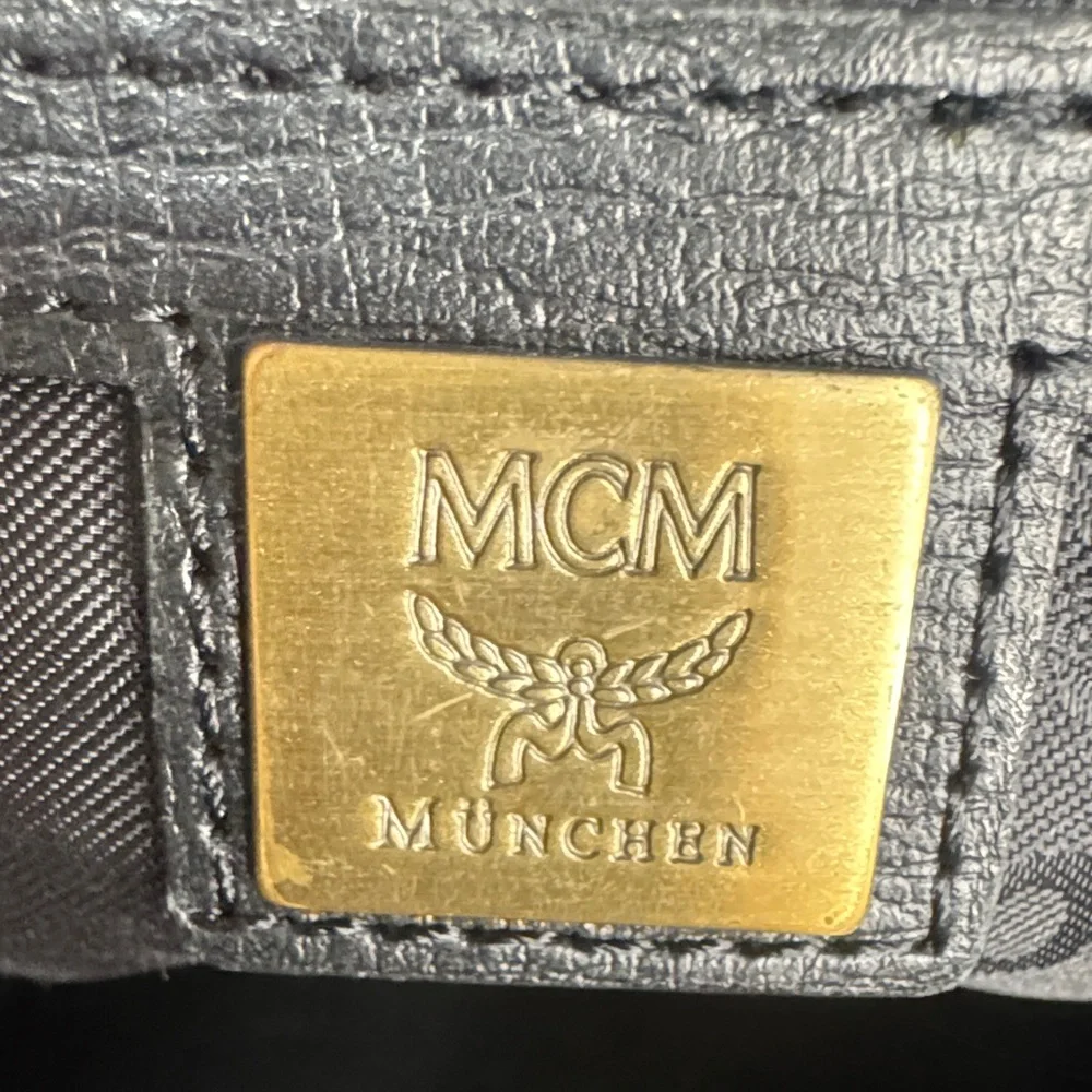 MCM Black Leather Messenger Bag